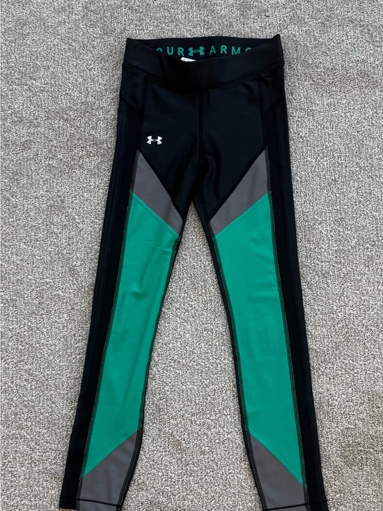 Under Armour Pants - Under Armour Black & Teal Colorblock Athletic Leggings with Gray Panels